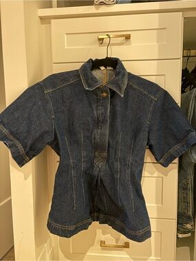 H&M Dark Blue Denim Button-Down Shirt